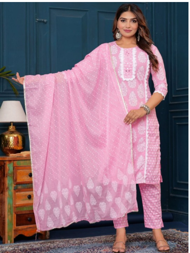 Straight Designer Kurta Pant With Dupatta Set For Women & Girl