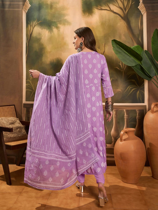 Anarkali Designer Kurta Pant With Dupatta Set For Women & Girl