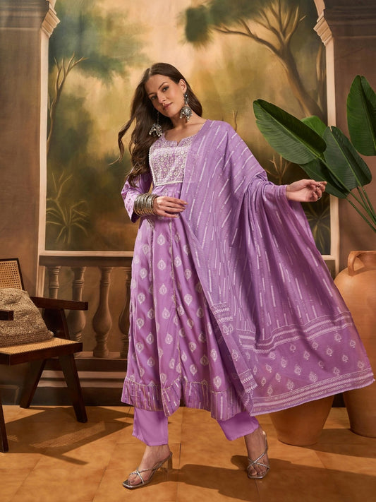 Anarkali Designer Kurta Pant With Dupatta Set For Women & Girl